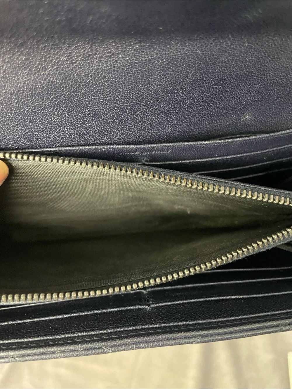 Saint Laurent Dark Blue Chevron Quilted Leather Long Wallet with YSL Logo - Picture 12 of 13